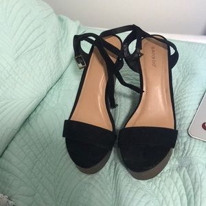 black bamboo wood block heels